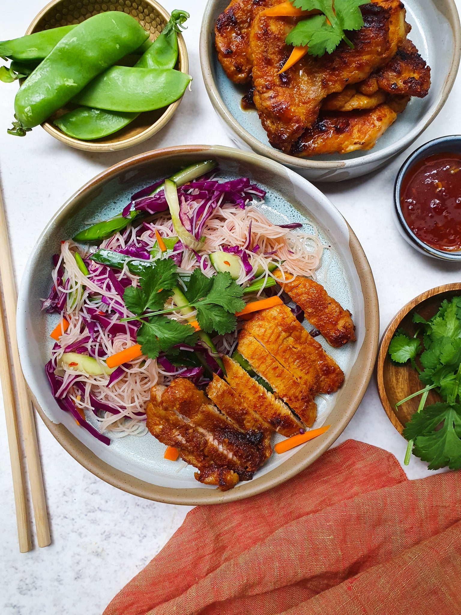 Vermicelli Noodle Salad with Satay Chicken Steaks